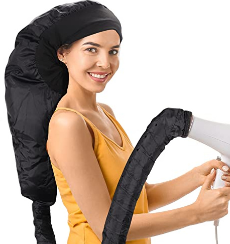 Upgraded Large Hooded Hair Dryer Bonnet Cap with Long Tube for Fast Drying, Fits All Head Sizes and Hair Styling
