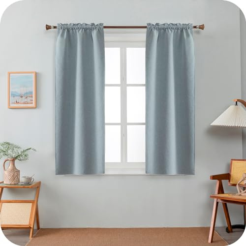 GIRASOLE HOME Coppia Tende Barbados Termiche Totalmente Oscuranti 2 Pannelli da 55x130cm con Tasca, Grigio