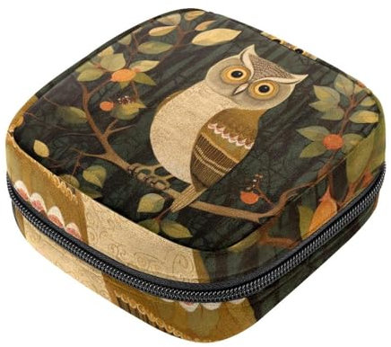 Borsa mestruale,Sacchetto di immagazzinaggio del tovagliolo sanitario,Ramo simpatico gufo,Porta tamponi per borsa