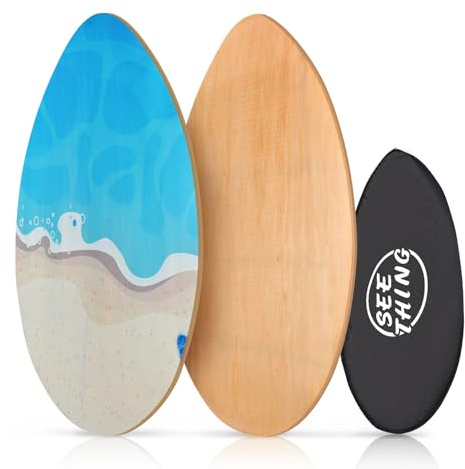 seething Skimboard aus Holz mit Hochglanzbeschichtung, 89,9 cm, für Anfänger, Kinder, Jugendliche, Erwachsene und alle Skimming-Skimming-Seaside