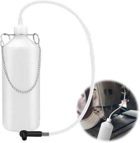 Riisoyu 1L Bremsflüssigkeitsbehälter, Bremsenentlüfterflasche mit 25cm Schlauch und Gummikupplung für die Meisten Brems- und Kupplungsentlüftungssysteme, Bremsflüssigkeits-Auffangflasche.