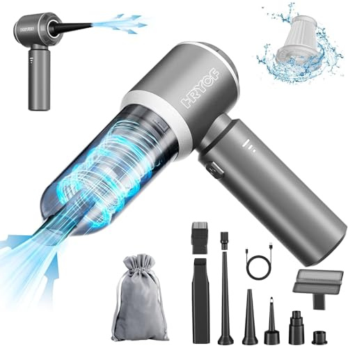 HRYCF Professional Car Vacuum Cleaner, 20000Pa Powerful Handheld Vacuum for Car Interior Cleaning, Portable Cordless Mini Vacuum with Brushless Motor & Crevice Tool for Car