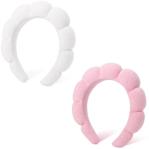 DRESHOW Diadema Spa para Mujeres Diadema con Esponja para Lavarse la Cara Nubes Suave Tejido de Rizo Diademas para el Cuidado de la Piel Maquillaje
