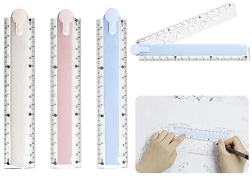 UYVPAER 3 Faltbare Lineale 30 Cm Aus Weichem Kunststoff, Mehrfarbig, Transparentes Lineal Für Geometrie, Lineal 30 Cm Für Schule Und Büro, Ideal Für Geometrische Zeichnungen
