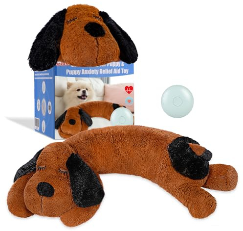 WEOK Heartbeat Puppy for Dogs - Cuscino confortevole per cani, comodo giocattolo per cani, sollievo dall'ansia del cane, aiuto calmante per il battito cardiaco, giocattolo per il battito cardiaco per