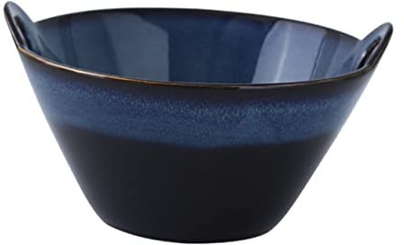 KWMAEEUID Ceramic Noodle Bowl Cereal Container 1pc Double Ears Ramen Bowl Ceramic Soup Bowl Asian Noodles Bowls Bowl with Handle Shave Ceramics Vintage Navy Cereal Containers Japa