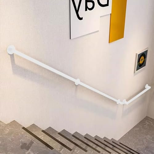 Corrimano a muro per scale di sicurezza in metallo bianco per scale interne 6ft/180 cm