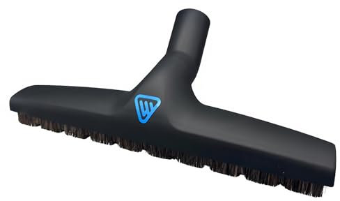 Wessel-Werk Deluxe Vacuum Floor Brush, Multi-Surface Vacuum Brush Attachment with 360° Swivel Neck, Soft Rubber Wheels, and Horse Hair Bristles Brush Nozzle (D 320-13 inch Brush, 1-3/8 (35mm) Neck)