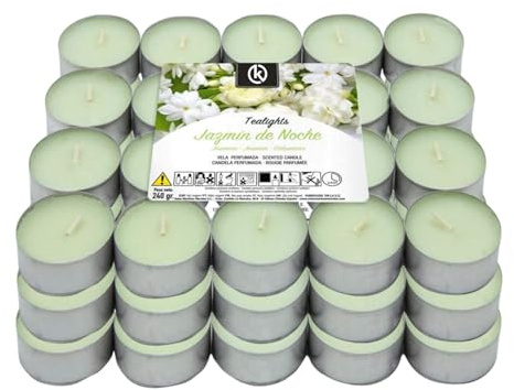 KROWN - Velas de Té Perfumadas, Velas Decorativas Aromáticas (100 Velas, Jazmín)