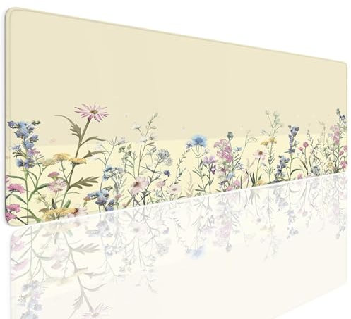 Gaming Mauspad XL 800x400x4mm Mousepad Gaming Schreibtischunterlage Wasserfest Anti-Rutsch, Cream Mauspad Groß Vernähte Kanten Desk Mat Art Mouse Pad Rugs Verbessert Präzision und Geschwindigkei 4-319