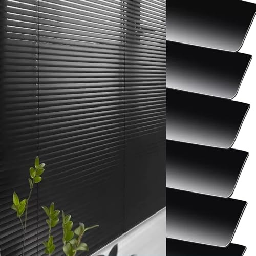 Jalousie, Aluminium, 25 mm, wasserdicht, horizontal, Fensterrollos für Badezimmer/Schlafzimmer/Wohnzimmer, Anti-UV-Jalousien, 130 x 175 cm, Schwarz