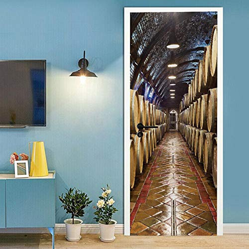 Papier peint autocollant pour porte, cave à vin, décoration pour chambre à coucher, salon, 77 x 200 cm