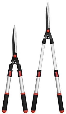 Tijeras de jardín extensibles de mano con mangos telescópicos, tijeras para cortar setos con hoja ondulada, para recortar hierbas decorativas, reparar arbustos, tijeras para flores y podar césped