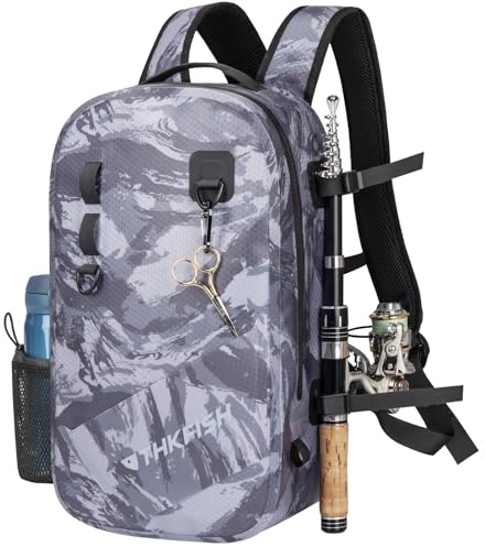 THKFISH Wasserdichter Angelrucksack, Forellen- und Fliegenfischen, Angeltasche, IPX8 wasserdichte Aufbewahrungstasche mit verstellbarem Gurt für Fliegenfisch, Kajak, Bootfahren