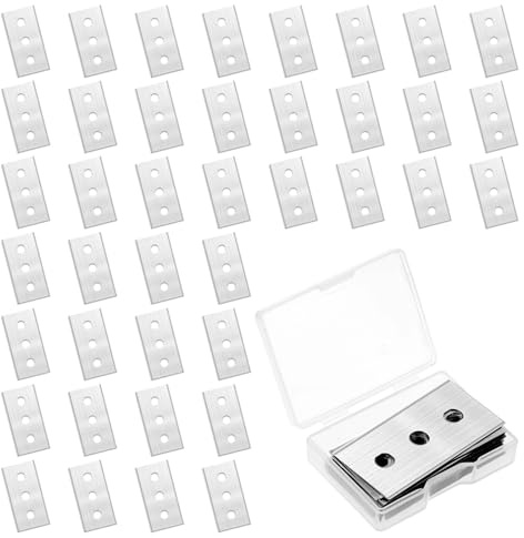 LIQWEI Lot de 40 lames de grattoir double face pour plaques en céramique, lames de rechange universelles, 43 x 22 mm, pour grattoirs de verre, grattoirs de plaque de cuisson, grattoirs de disque
