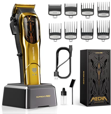 SUPRENT Máquina De Cortar Pelo Hombre, Cortapelos Profesional Inalámbrico Con Motor Sin Escobillas, Corta Pelos Cabeza Hombre Con Cuchilla De Cerámica DLC, Pantalla LED Recargable Para Uso Diario