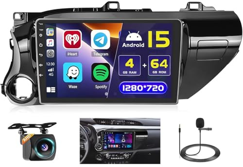 Hikity 4+64G 10.1 Radio Android CarPlay | Pantalla Táctil Wireless Carplay Autoradio 2 DIN GPS Navi Bluetooth WiFi FM/RDS Cámara Trasera 4+64G