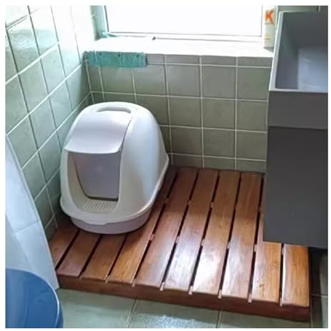 Tappetino da bagno in bambù, antiscivolo, impermeabile, in legno, per bagno, sauna, spa, patio, piscina, finitura naturale