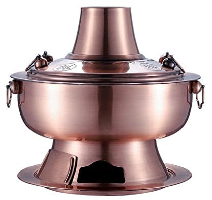 Scaldavivande In Rame Anticato Di Pechino, Interamente In Rame Spesso, Riscaldato A Carbone, Pentola Calda Mongola Per Più Persone, 30-36 Cm, Adatta Per Cene In Famiglia E Foto All'Aperto, Ottone, 34