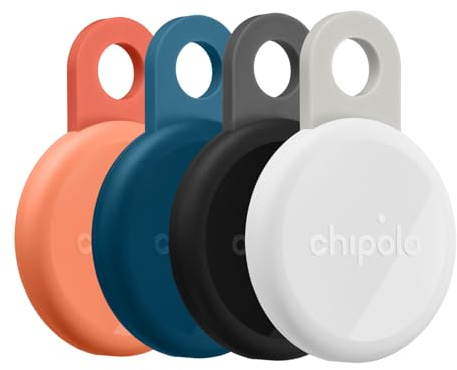 Chipolo LOOP – Laddningsbar Bluetooth-spårare för nycklar och väskor | Funkar med Apples Hitta min eller Googles Find Hub, Ring din mobil och Varningar utanför räckvidden för Android - 4 pack