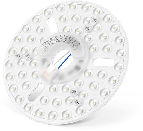 MEKOTRIN 6,3 Pollici Luce Ventilatore a Soffitto a LED, Ventola a Magnetica da 24 W Dimmabile 3000K 4000K 6000K Pannello di Sostituzione della Luce del Soffitto (230V) | 3000 K/4000 K/6000 K, dimmerabile, piastra di ricambio, 230 V