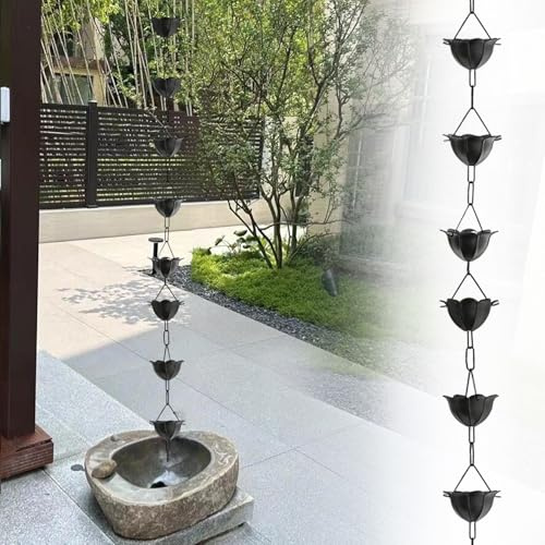 yurstcggh Chaine de Pluie,Chaine de Pluie pour gouttiere,Remplacement de Descente Extérieure,Matériau Métallique Solide et Durable,pour l'extérieur,la Maison,la Décoration de Jardin 3m