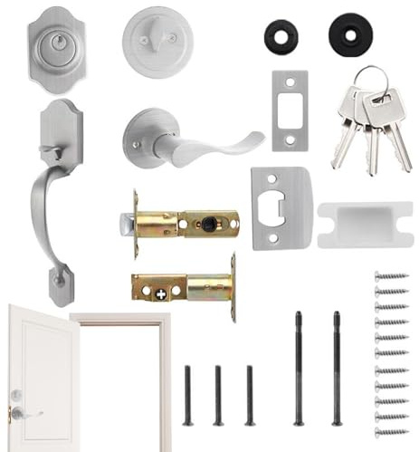 Cerradura De Doble Mandata Y Manija De Puerta Principal | Manija De Puerta Exterior Con Cerradura De Doble Mapa | Hardware De La Casa Para Entrada Balcón Baño Patio Exterior - Entrada De Entrada Corto