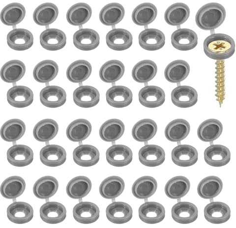 YELARXI Screw Snap Covers, M5 Plastic Hinged Screw Cover Caps Shutter Screws Fold Snap Washer - Fitting for (Windows/Railings/Home Furniture/Cabinets), 5mm & 120 Pack & Dark Grey