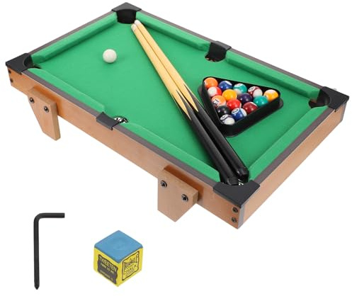 Parliky Mesa de Billar para 69 Cm, Doble Jugador, Mini Juego de Billar Compacto para Interiores, Juego Educativo Familiar Tacos y Bolas, Práctica Simulada en Hogar