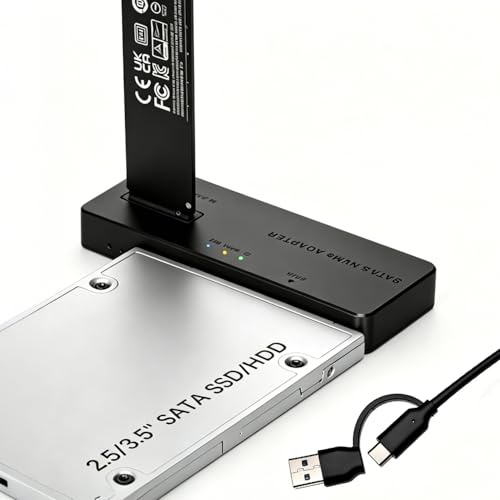 M.2 NVMe Gehäuse und SATA Docking Station, 10Gbps USB 3.2 Typ-C & Typ-A Duales Protokoll Externes M2 Gehäuse HDD/SSD-USB-Adapter Kompatibel mit M-Key & B+M Key M.2 SSD & 2,5/3,5 Zoll Festplatten