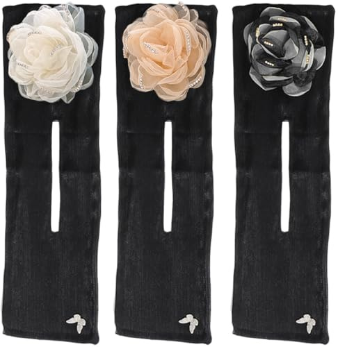 SOLUSTRE 3pcs Hair Bun Maker Set Steel Wire Twist Clips Camellia Flower Mesh Design Multi-color Hair Donut Shaper for Women