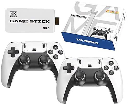 Console di Gioco Retro Senza Fili, Console Retro Wireless 4K, Set con 2 Controller Neri, Dongle HDMI, 9 Emulatori Integrati, 20.000+ Giochi Preinstallati, Versione 2026 (128G With 40000Games White)