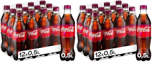 Coca-Cola Cherry - fruchtiges Erfrischungsgetränk mit Kirsch-Geschmack - koffeinhaltiger Softdrink in Einweg Flaschen (12 x 500 ml) (Packung mit 2)