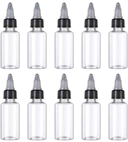 10 Stück 30ml Quetschflaschen mit Schraubdeckel, Mehrzweck kleine Klare Squeeze Plastikflaschen, 30ml Leer Spritzflaschen mit Spitzen Kopf Wiederverwendbar für Flüssigkeiten, öl, Sauce, Pigment