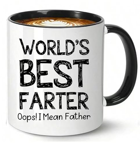 Yikryy World's Best Farter Ceramic Coffee Mug 330ml (11Oz), Father Coffee Mug & Funny Tea Mugs, Best Father Gifts for Birthday & Father's Day, Premium Ceramic Mug for Kitchen & Office Daily Use