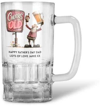 Personalised Dad Pint Glass Tankard Beer Mug, Cheers to the Old Man Design, Gift for Dad, Birthday, Christmas, Father's Day, Dishwasher Safe