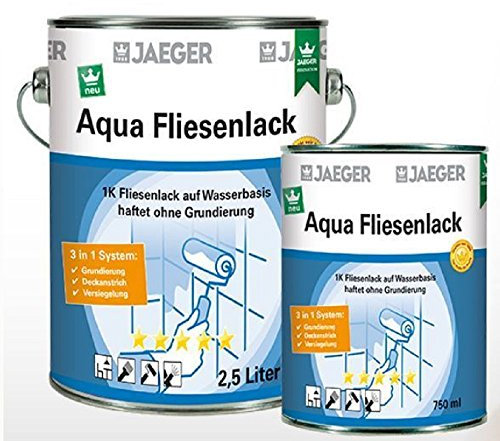 Jaeger Aqua Fliesenlack für Wandfliesen, seidenmatt (750 ml, terra (dunkelbraun0802))