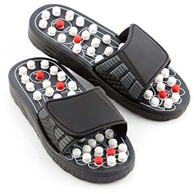 InnovaGoods® Plantarfasziitis-Pantoffeln, Akupunktur-Pantoffeln, Massage-Pantoffeln, 41 Akupunkturpunkte, Klettverschluss, Hilft bei verschiedenen Beschwerden (Größe L)