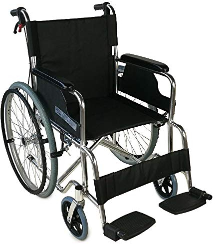 Mobiclinic®, Sedia a rotelle pieghevole, Modello palacio, Alluminio, Leggera, Seduta 46 cm, Doppio sistema frenante, Schienale sdoppiato, Poggiapiedi, Semovente,