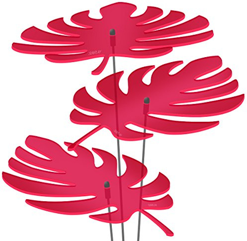 SUNPLAY Sonnenfänger - Palmen-Blatt Set - 3X Rot- Ø 20 cm Durchmesser + Schwingstäbe
