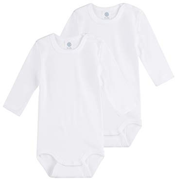 Sanetta Unisex Body Langarm im Doppelpack aus Bio-Baumwolle, weiß, 68