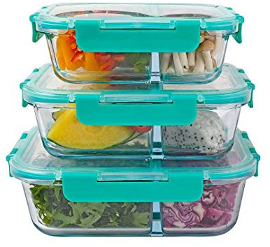 TALK-POINT Frischhaltedosen-Set mit Deckel und Klipp-Verschluss, Behälter aus Thermo-Glas, hitze- und kältebeständig, als Auflauf-Form und Lunch-Box, luftdicht und auslaufsicher (6- teilig)