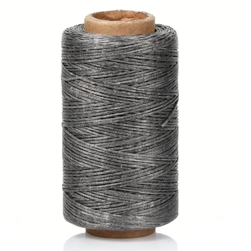 HERCHR Lederfaden 150D Gewachst, 250 m, Dunkelgrau, Polyester, Faden, YARN