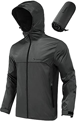 Rodeel Classic Men's Rain Jacket, Waterproof but Breathable Rain Coat, Light Weight and Packable, for Outdoor Sports such as Fishing, Hunting, Hiking