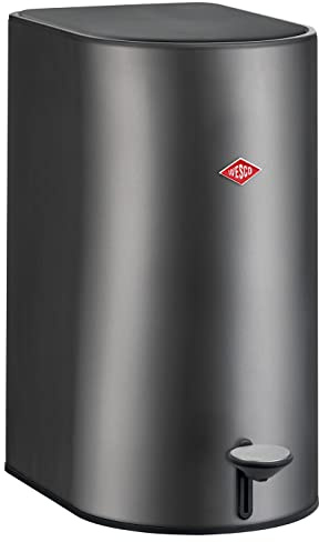 Wesco Step Boy Mülleimer pulverbeschichtetes hochwertiges Stahlblech in der Farbe Graphit matt, 9 Liter Fassungsvermögen - mit Fußtrit
