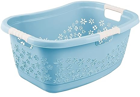 keeeper Panier à Linge Ergonomique avec Design Ajouré, Poignées Antidérapantes, 50 L, Lasse, Nordic Blue