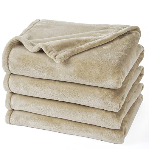 PHF Kuscheldecke Flauschig Fleecedecke 150x200cm - Oeko-Tex Weich Warm Wohndecke, Decke Blanket für Couch Sofa Bett, Tagesdecken & Kuscheldecken, Sofa überwurfdecke, Khaki