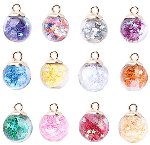 Hoshisea 66 Stück Dome Ball Charme, Bunte Glaskugel Charms, Glaskugel Anhänger, für Halskettenanhänger Herstellen, Ohrringe, DIY Kunsthandwerk (Mehrere Farben)