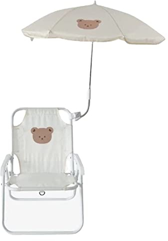 Dilwe Kinder-Campingstühle, Kinder-Campingstühle, Cartoon-Tier, Niedlicher Stil, Metallstütze, Langlebig, Faltbar, Tragbarer Strand-Klappstuhl (Bär mit Regenschirm) Baby-Stühle