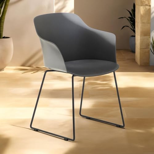 IDIMEX Gartenstuhl FORO im 4er Set, Schwarz - Outdoor Schalenstuhl aus Polypropylen, Sitzschale UV-beständig und pflegeleicht, schlanke Metallbeine, modernes Design für Garten und Terrasse